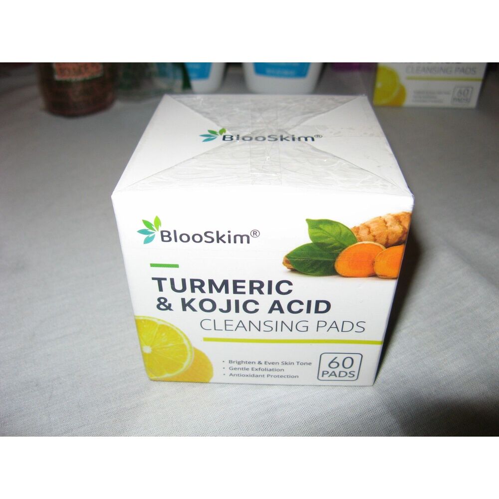 BlooSkim Kojic Acid & Tumeric Cleansing Pads - 60 Count BRAND NEW